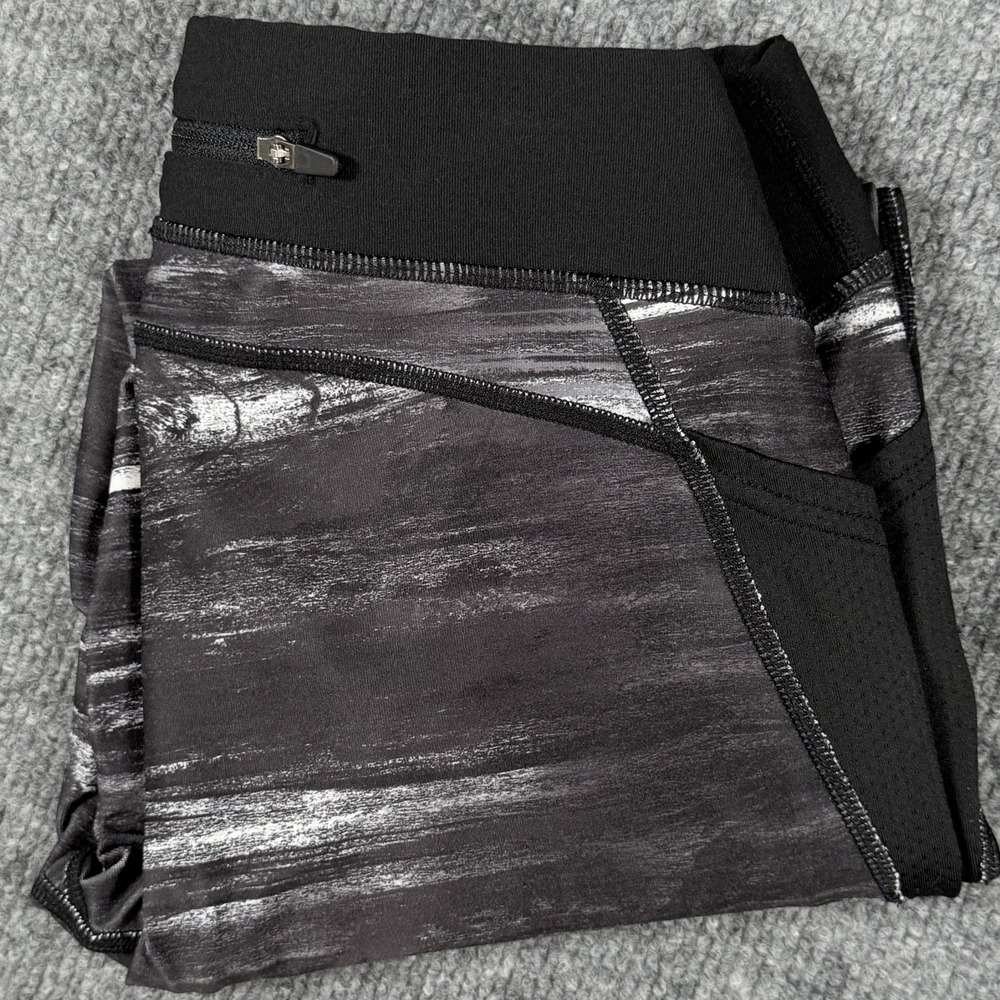 Lucy Tech Leggings‎ Womens XS Black Gray Marble High Rise Pocket Athletic Pants